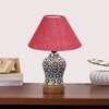 Devansh Conical Pink Jute Shade Lamp With Wood & Mosaic Glass Base For Decoration/Office/Home/Gifting/Study For Decoration/Office/Home/Gifting/Study -(10X10X14.5) Inches -A