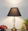 Ashurst Black & Antique Brass Finish Metal And Clear Crystal Glass Table Lamp With Black Cotton Shade