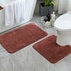 Luxe Home Polyester Newman Contour Bath Mat Set of 2 (Rust 45x75 cm & 40x45)