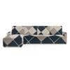 Left Aligned 3 Seater Left Aligned Chaise Navy Cubes Sofa Cover