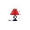 Ware Red Fabric Shade Table Lamp with Black Iron Base