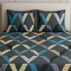 Dark Grey Geometric 210 TC Mix Cotton Flat Single Bed Size Bedsheet With 2 Pillow Cover From Threads