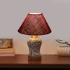 Devansh Conical Maroon Jute Shade Lamp With Wood & Mosaic Glass Base For Decoration/Office/Home/Gifting/Study For Decoration/Office/Home/Gifting/Study -(10X10X14.5) Inches -A