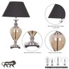 Hinton Smoke Glass And Nickel Finish Metal Table Lamp With Black Cotton Shade