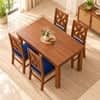 Globally Indian Taranga Solid Sheesham Wood 4 Seater Dining Table Set 4 Chairs Navy Blue