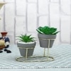 Golden Accent Dual Planter With Artificial Plants