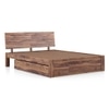 Boston Solid Wood King Size Drawer Storage Bed In Teak Finish