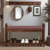 Roros Solid Wood Shoe Rack with Seating in Walnut Brown finish