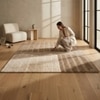Handmade Wool Area Rug Modern Abstract Brown Beige 5 x 8 Feet Carpet