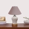 Devansh Conical Grey Cotton Shade Lamp With Wood & Mosaic Glass Base For Decoration/Office/Home/Gifting/Study For Decoration/Office/Home/Gifting/Study -(10X10X14.5) Inches -A
