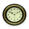 Wooden Decorative Brassfitted Round Wall Clock In Golden Black Color By Craft Tree