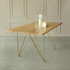 Art Deco Solid Wood 6 Seater Dining Table in Natural & Brass Finish