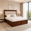 Leher Solid Wood Comfort Queen Bed Hydraulic Storage Provincial Teak Finish Mattress 60 x 78 Inches