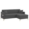 Convil Velvet L Shape 4 Seater Sofa in Dark Grey Color