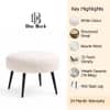 Doe Buck Luna Boucle Round Ottoman Stool in White Colour with Black Metal Legs