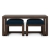 Avril Rectangular Solid Wood Coffee Table with Seats In Mango Walnut Finish and in Delft Blue Fabric