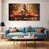 The Castle Decor Lord Buddha Meditation Wall Painting Wooden Framed 27x48 Inch (Style 25)