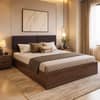 Lush Engineered Wood Queen  Size Bed With Box Storage (Walnut Finish)