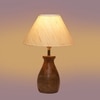 Devansh Off White Cotton Table Lamp With  Wood Natural Base (10X12.5 Inches)-25