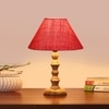 Devansh Pink Jute Table Lamp With Wood Natural Base (10X10X16) Inches)-35