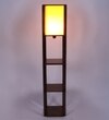 Brown Square Floor Lamp with Yellow Shade