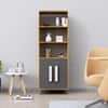 Hexa Engineered Wood Bookshelf Multipurpose Storage Rack in Giant Wood and Slate Grey Colour