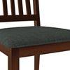 Diner Solid Wood Dining Chair Set Of 2 In Dark Walnut Finish With Grey Colour Fabric