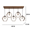 Hexagram 5 Series Brown Solid Wood Cluster Hanging Light