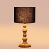 Devansh Black Cotton Table Lamp With  Wood Natural Base (7X7X15.5 Inches)-3
