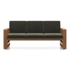 Moreno 3 Seater Solid Wood Sofa in Amber Walnut Finish and Juniper Green Fabric
