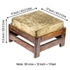 Amber Sheesham Wood Foot Stool in Teak Finish with Velvet Green Cushion