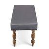 Cairo Sheesham Wood Accent 3 Seater Bench In Iron Grey Velvet