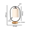 Devansh Off-White Cotton Wooden & Iron Table Lamp -17 Inch Height -A