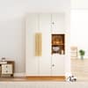 Hexa Red Wooden 4 Door Wardrobe with Hanging Space in Giant Wood and Frosty White Colour