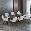 Aeris Ceramic 6 To 8 Seater Extendable Dining Table With 6  Bren Dining Chairs (Finish : Black Jade, Chair Colour : Ivory)