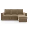 Kowloon Sectional 3 Seater Pull Out  Sofa Cum Bed with Storage in Fawn Velvet Colour