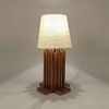 Palisade Brown Wooden Table Lamp with White Fabric Lampshade