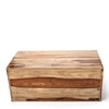 Irish Sheesham Wood Coffee Table With 2 Stools Set In Teak Finish & Jute Beige Fabric Cushions