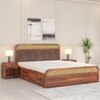 Yashvi Solid Wood Kng Size Hydrulic Storage Bed In Honey Oak Finish Brown 72x78 inch