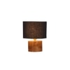 Conroy Black cotton table lamp with Natural Wood Base