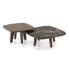 Alba Square Cluster Black Marquina Marble & Solid Wood Coffee Table In Danish Walnut Finish