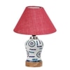 Devansh Conical Pink Jute Shade Lamp With Wood & Mosaic Glass Base For Decoration/Office/Home/Gifting/Study For Decoration/Office/Home/Gifting/Study -(10X10X14.5) Inches -A