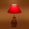 Devansh Red Cotton Table Lamp With  Wood Natural Base (10X12.5 Inches)-27