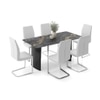 Rosen 6 Seater Ceramic Dining Table With 6 Seneca Dining Chairs (Finish : Black, Chair Colour : White)