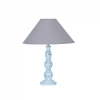 Saki Frosted White Wood Table Lamp with Beige Cotton Shade