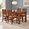 Globally Indian Trikona Solid Sheesham Wood 4 Seater Dining Table Set 4 Chairs Terracotta Orange