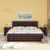 Shashi Solid Wood King Size Bed With Box & Front Drawer Storage Bed In Walnut Finish