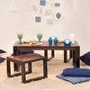 Altura Rectangular Solid Wood Coffee Table With Nested Stools In Two Tone Finish