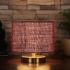 Dirnt Maroon Jute table lamp with Gold wood base