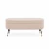 Doe Buck Luxury Boucle Storage Bench in Beige Colour with Gold Tipped Legs